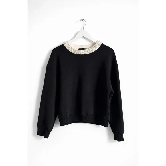 Maje sweatshirt with pearl, black in size small- Excellent condition - Picture 1 of 5